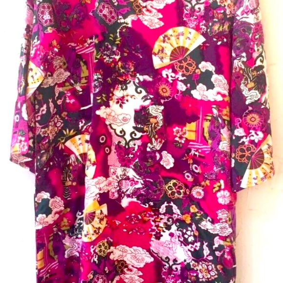 Cruz Natori Asian Floral Kimono Robe Lounger - Picture 4 of 12